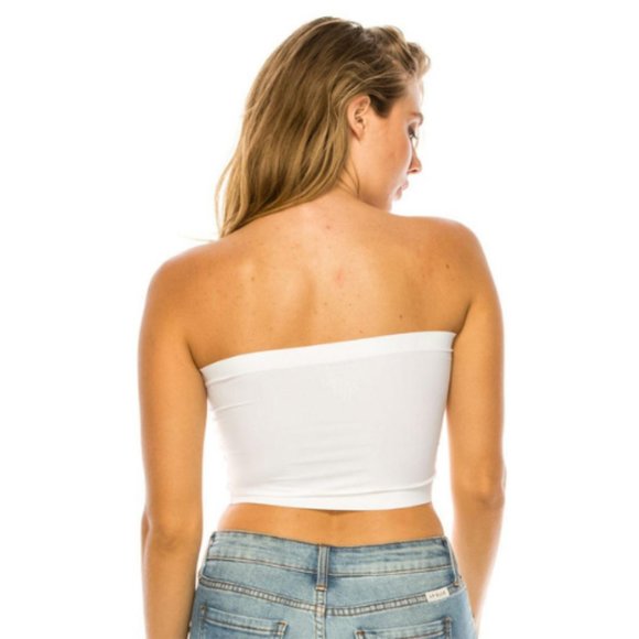 Women’s White Sleeve Less Tube Top - Picture 3 of 6